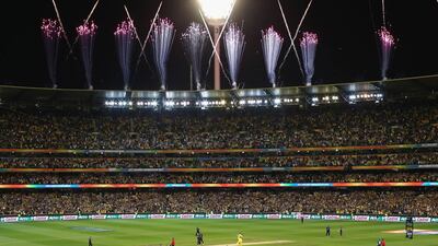 Steve Smith and Shane Watson of Australia celebrate after hitting the winning runs in Melbourne. Getty Images