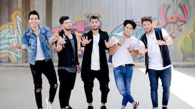The former members of The 5: Adil Echbiy, Mohamed Bouhezza, Kazem Chamas, Ahmed Hassan, Said Karmouz. Courtesy Sony Music Middle East