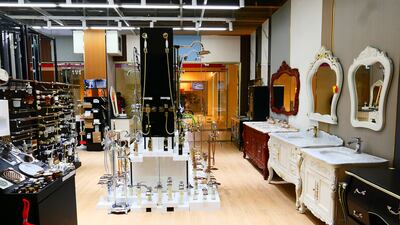Items on display in the shop at the Kitchen & Bath section. Pawan Singh / The National