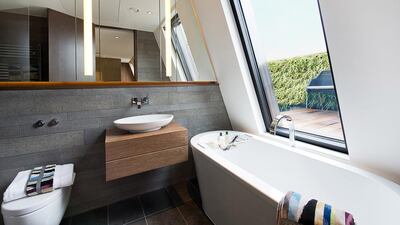 The Penthouse of Trafalgar One boasts of Italian marble in the bathrooms. Courtesy Knight Frank