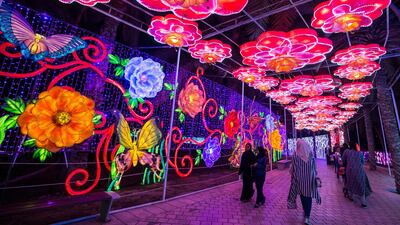 Flowers and butterflies in the flower valley in the Glow Park (the petals and wings of the butterflies move). Photo: Leslie Pableo / The National