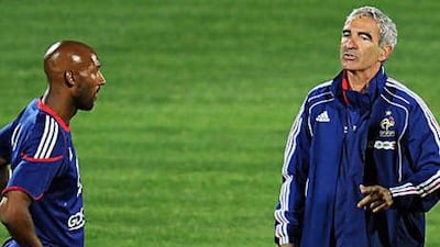 Anelka, left, has been sent home by France. The current French squad under Domenech, right, is riven with factions.