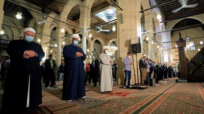 Muslims attend Friday prayers at the mosque of Al-Imam al-Shafi'i after its restoration in the cemetery district of historic Cairo, Egypt. Reuters