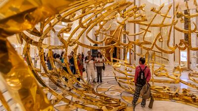 Tourists visit the Presidential Palace, Qasr Al Watan, in Abu Dhabi. Antonie Robertson/The National