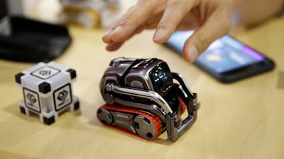 The Anki Cozmo coding robot at CES International in Las Vegas. Cozmo comes with an app called Code Lab that allows kids to drag and drop blocks of code that control its movements and animations. Jae Hong/AP