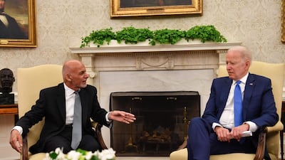 Afghan President Ashraf Ghani meets with US President Joe Biden in Washington. Some reports say US forces will leave Afghanistan by July 4. AFP