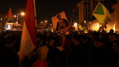 Iraqis protest in Baghdad after hundreds of Palestinians were killed in a blast at Al Ahli Arab Hospital in Gaza. Reuters