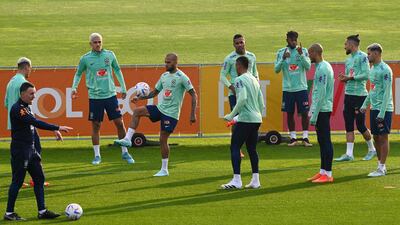 Brazil players including Pedro, Dani Alves, Alex Sandro, Fred, Fabinho and Alex Telles. AFP