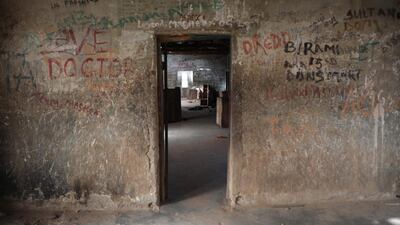 Graffiti inside the Government Science College, in Kagara. The kidnappers were said to have been wearing military uniforms and claiming to be soldiers. AFP
