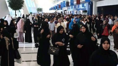 Teachers attend the Bedaya 2012 orientation forum at the Abu Dhabi National Exhibition Centre yesterday.