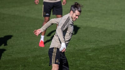 Real Madrid's Gareth Bale attends a training session at Valdebebas sport city in Madrid on the eve of the La Liga match against Levante. EPA