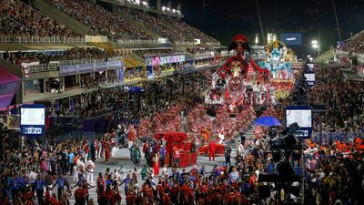 Members of Estacio de Sa samba school on day two of the Rio de Janeiro 2022 Carnival at Marques de Sapucai Sambodrome in Rio de Janeiro, Brazil. Getty Images