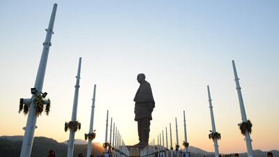 The "Statue Of Unity", the world's tallest statue dedicated to Indian independence leader Sardar Patel in Gujarat, India. Sam Panthaky / AFP