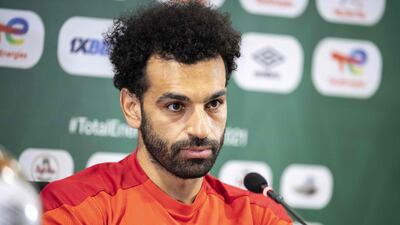 Egypt's forward Mohamed Salah attends a press conference. AFP