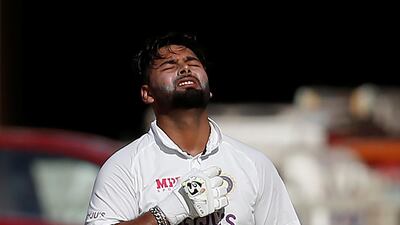 India's Rishabh Pant celebrates scoring his century against England in the fourth Test in Ahmedabad on Friday, Match 5, 2021. Reuters
