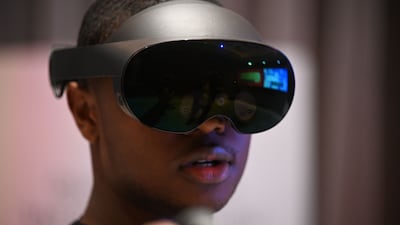 A virtual reality headset. Apple's mixed-reality headset combines both VR and augmented reality. AFP