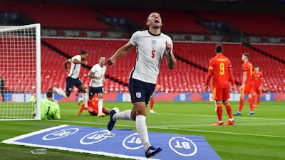 England's Conor Coady celebrates scoring their second goal. Reuters