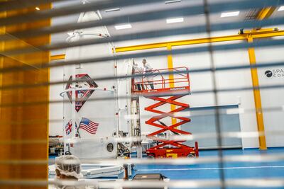Engineers at work on satellites in a sealed environment at Spaceport Cornwall. Getty Images