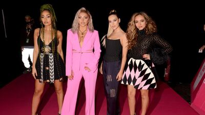 Leigh-Anne Pinnock, Jesy Nelson, Perrie Edwards and Jade Thirlwall of Little Mix attend the MTV EMAs 2018 at the Bilbao Exhibition Centre on November 4, 2018 in Bilbao, Spain. Getty Images for MTV