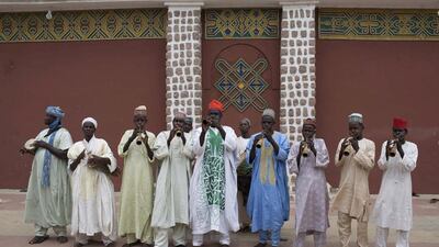 Griots play music at the emir’s palace during Ramadan in Kano.