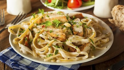 Homemade Fettucini Aflredo Pasta with Chicken and Parsley (iStockphoto.com)