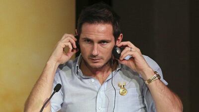 British football player Frank Lampard gestures as he attends a the Dubai International Sports Conference on Monday. Ashraf Mohammad / Reuters / December 28, 2015