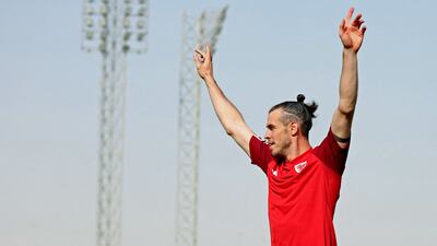 Wales captain and talisman striker Gareth Bale trains on the opening day of the tournament. Reuters