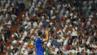 Juventus player Alvaro Morata applauds the Bernabeu crowd at his substitution on Wednesday in the Champions League semi-final second leg. Juanjo Martin / EPA / May 13, 2015