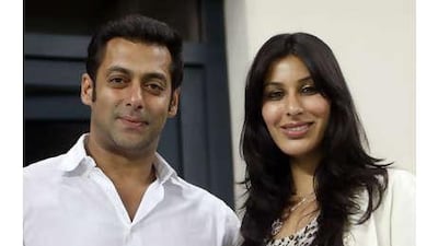 The Bollywood stars Salman Khan and Sophie Choudry before the celebrity cricket match between India and Pakistan.