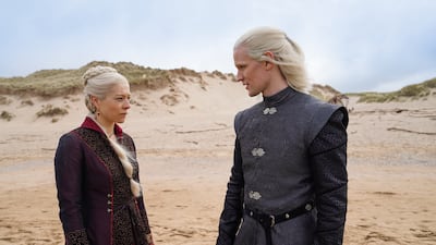 Emma D’Arcy as Princess Rhaenyra Targaryen and Matt Smith as Prince Daemon Targaryen.