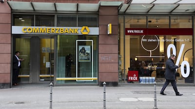 A Commerzbank branch in Frankfurt, Germany. The lender is bracing for higher loan losses this year. Photo: Bloomberg