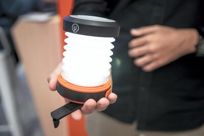 Omar Ghanem shows off the U-Light device, which is set to help bring African communities out of the dark to boost their lives. Antonie Robertson/The National