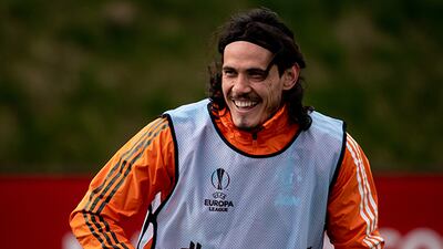 Edinson Cavani takes a breather. Getty