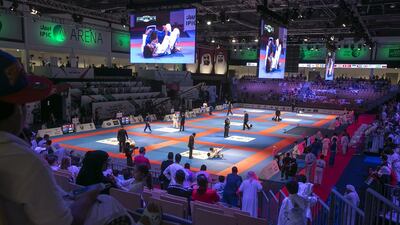Tatami mats are full of action during the 2015 Abu Dhabi World Professional Jiu-Jitsu Championship, Children’s Cup, April 21, 2015, at the IPIC Arena in Abu Dhabi. Silvia Razgova / The National
