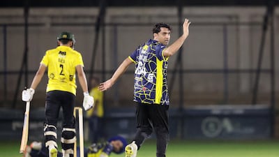 Qadeer Ahmed playing for Al Basira Tigers against Jazba Cricket Club in Ajman