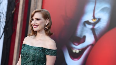 Jessica Chastain wore pieces by Lebanese designers Zuhair Murad, as seen here, and Elie Saab for the 'It Chapter Two' press tour. AP