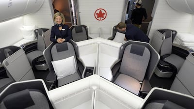 Air Canada’s Boeing 787 Dreamliner business class. The plane seats 251 passengers in three cabins. Aaron Harris / Reuters