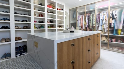 A spacious walk-in wardrobe