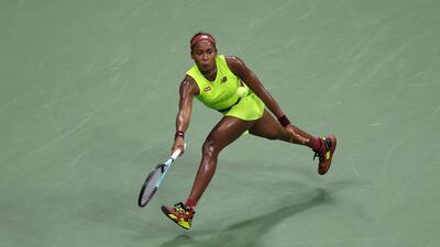 Coco Gauff hits a return against Karolina Muchova. AFP
