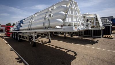 A hydrogen tube trailer in Zaragoza, Spain. The gas is expected to become a critical fuel as economies and industries transition to a low-carbon world. Bloomberg
