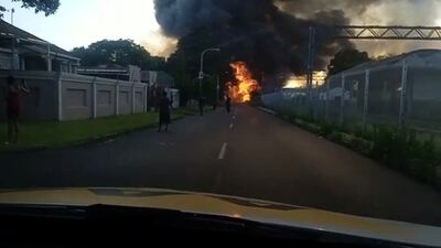 The explosion is believed to have been caused by sparks from the tanker scraping the top of the underpass. Reuters