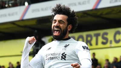 Mohamed Salah celebrates his winning goal for Liverpool. Dylan Martinez / Reuters