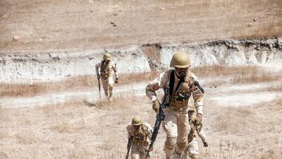 Burkina Faso paratroopers engage in exercises under the supervision of Dutch special forces during a US military-led annual counterterrorism training in Thies, Senegal on February 18, 2020. AP