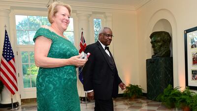 US Supreme Court Justice Clarence Thomas arrives with his wife, Ginni Thomas, for a state dinner for Australia’s Prime Minister Scott Morrison at the White House in 2019. Reuters