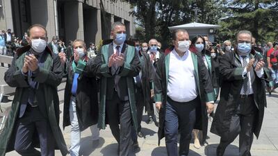 Members of Ankara's Bar Association protest against a bill to change the structure of bar associations that critics said would dent the independence and influence of lawyers. AFP