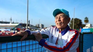 Senior Mongolian athlete Radnaa Tseren, Open Masters Games Abu Dhabi 2026. Victor Besa / The National