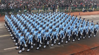 An Indian Air Force unit marches in Republic Day parade in New Delhi. Harish Tyagi / EPA