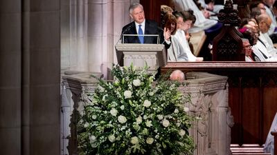 Presidential biographer Jon Meacham speaks during the State Funeral. Reuters
