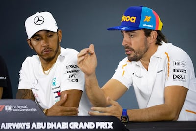 Formula One drivers Lewis Hamilton, left, and Fernando Alonso have welcomed the return of Robert Kubica to the sport. EPA
