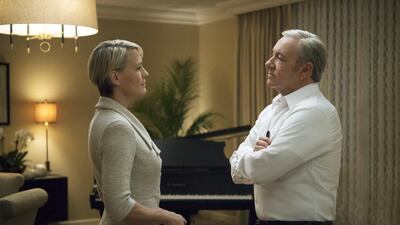 Robin Wright and Kevin Spacey in season 4 of House of Cards. David Giesbrecht / Netflix